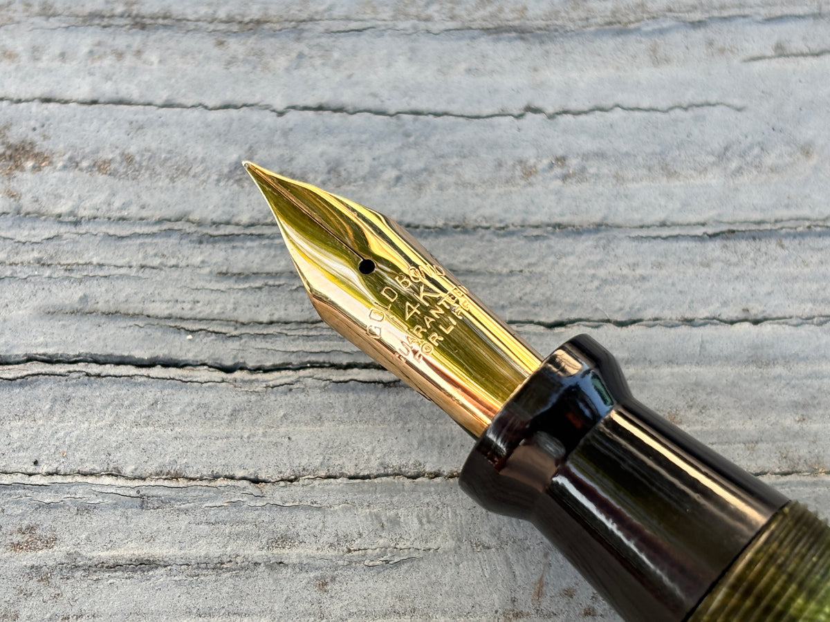 Gold Bond Green jade Stonite  - Fountain Pen