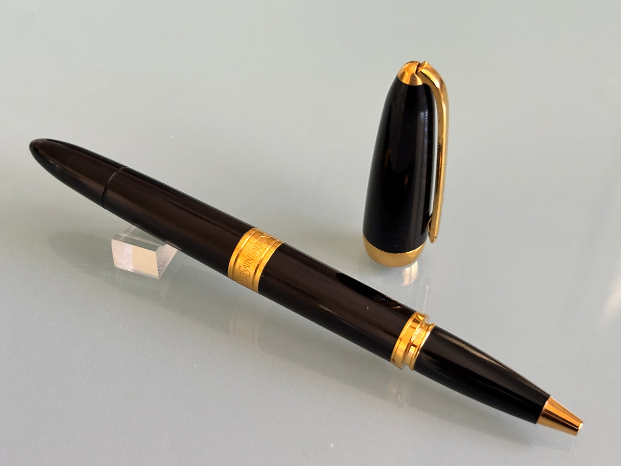 Yves St Laurent Black gold trim Made in France - Roller Ball