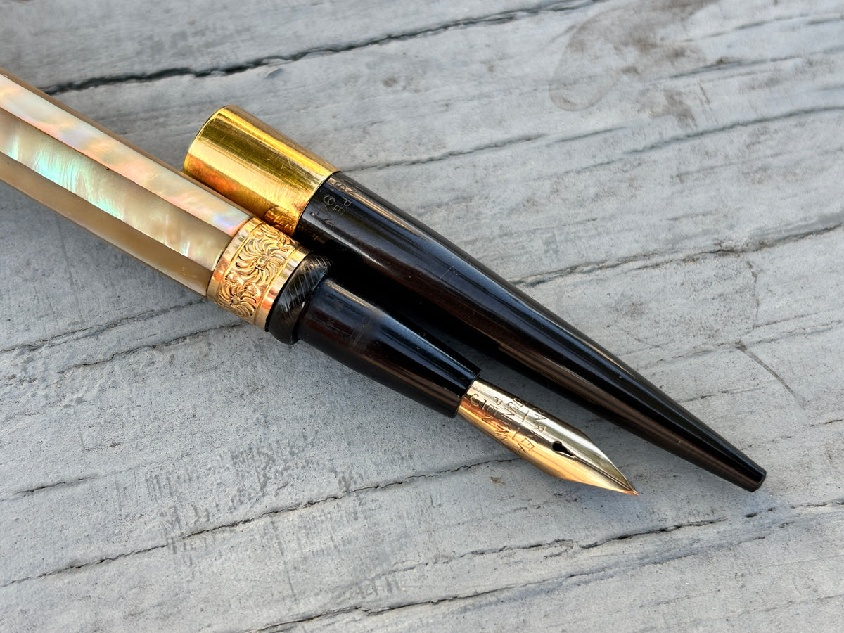 Parker # 12 plain slabs pearl Taper cap circa  1900  - Fountain Pen