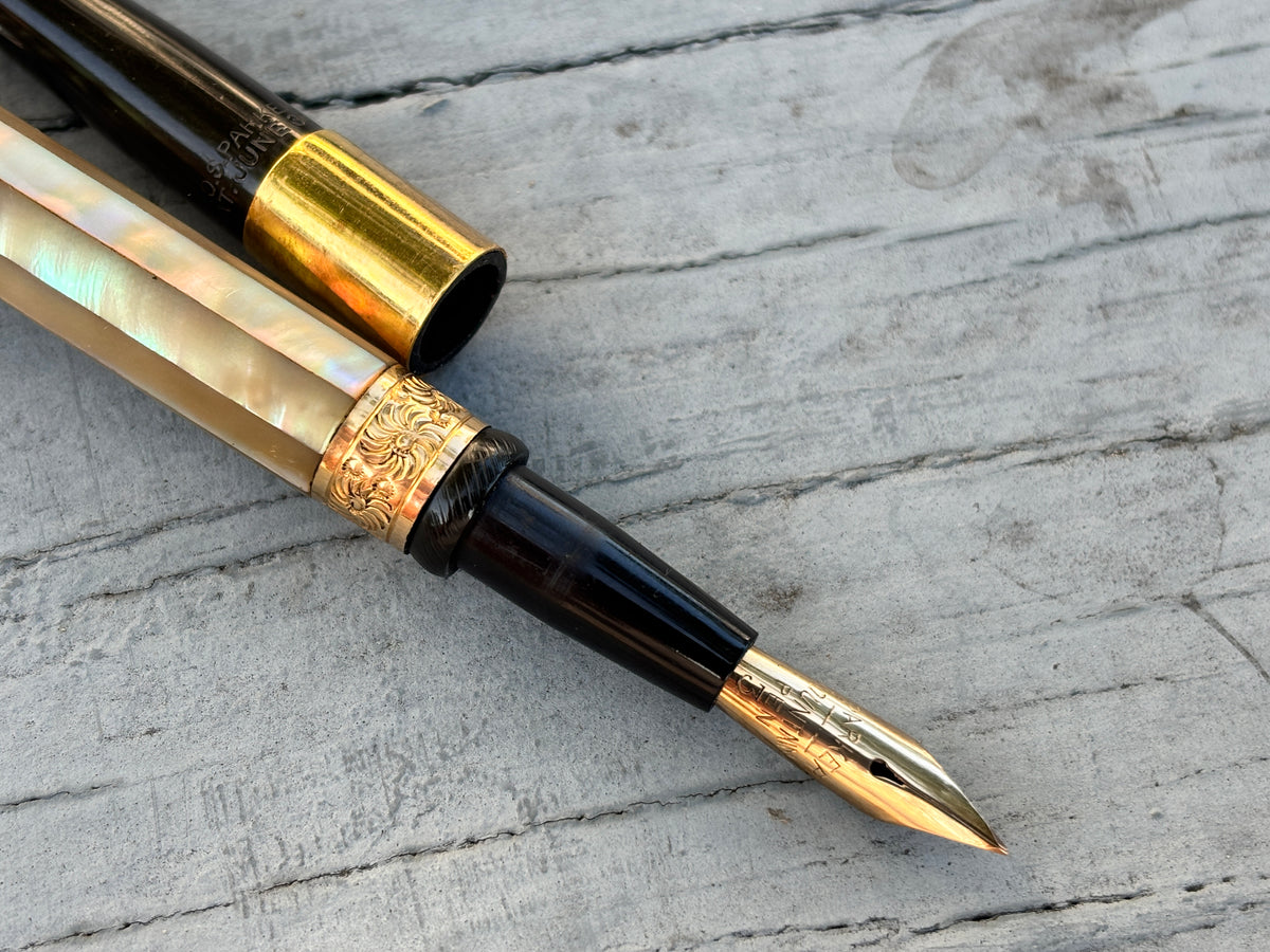 Parker # 12 plain slabs pearl Taper cap circa  1900  - Fountain Pen