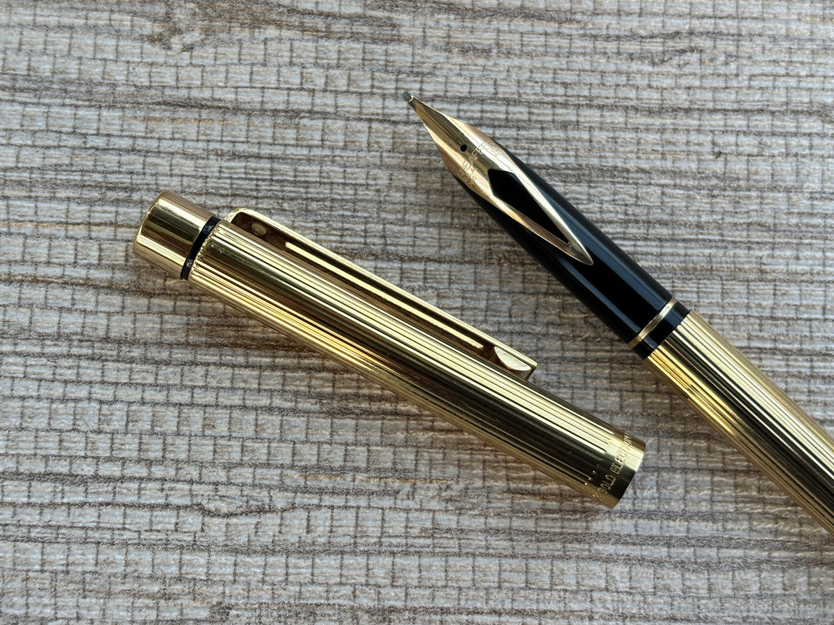 Jimmy's Pick - Sheaffer Targa Slim Gold Electro Plated Circa 1970 Rare Broad Nib! - Fountain Pen