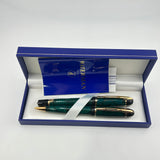 Waterman Phileas Green Marble Set - Roller Ball and Mechanical Pencil