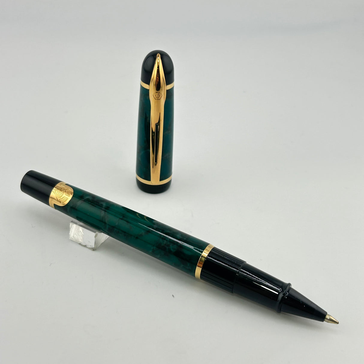 Waterman Phileas Green Marble Set - Roller Ball and Mechanical Pencil