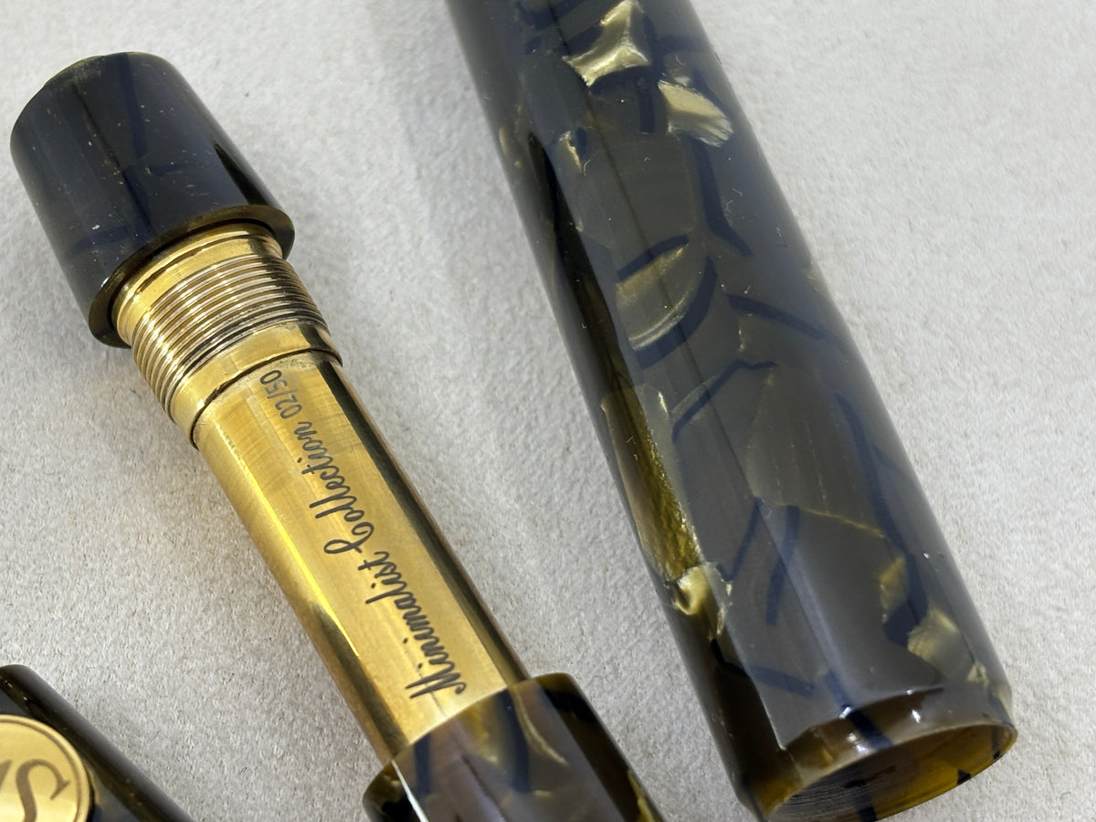 ASC Armando Simoni Club Bologna Minimalist Green Saft Celluloid Limited Edition Fountain Pen - Magic Flex Medium #8 14Kt Gold Nib