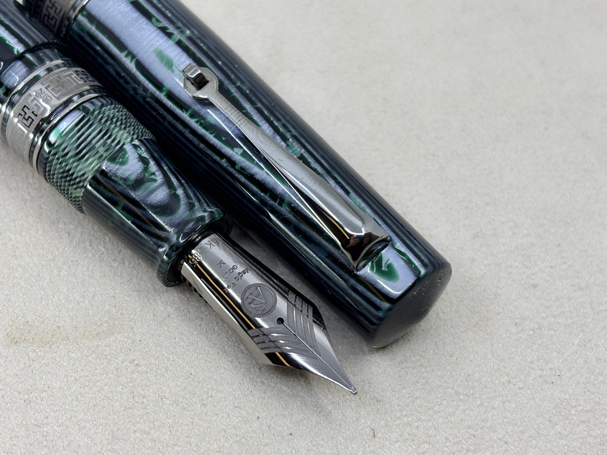 ASC Armando Simoni Club Bologna Extra Green Arco Celluloid Limited Edition Chinese Market Fountain Pen - #06/20 - Medium #8 14kt Gold Nib