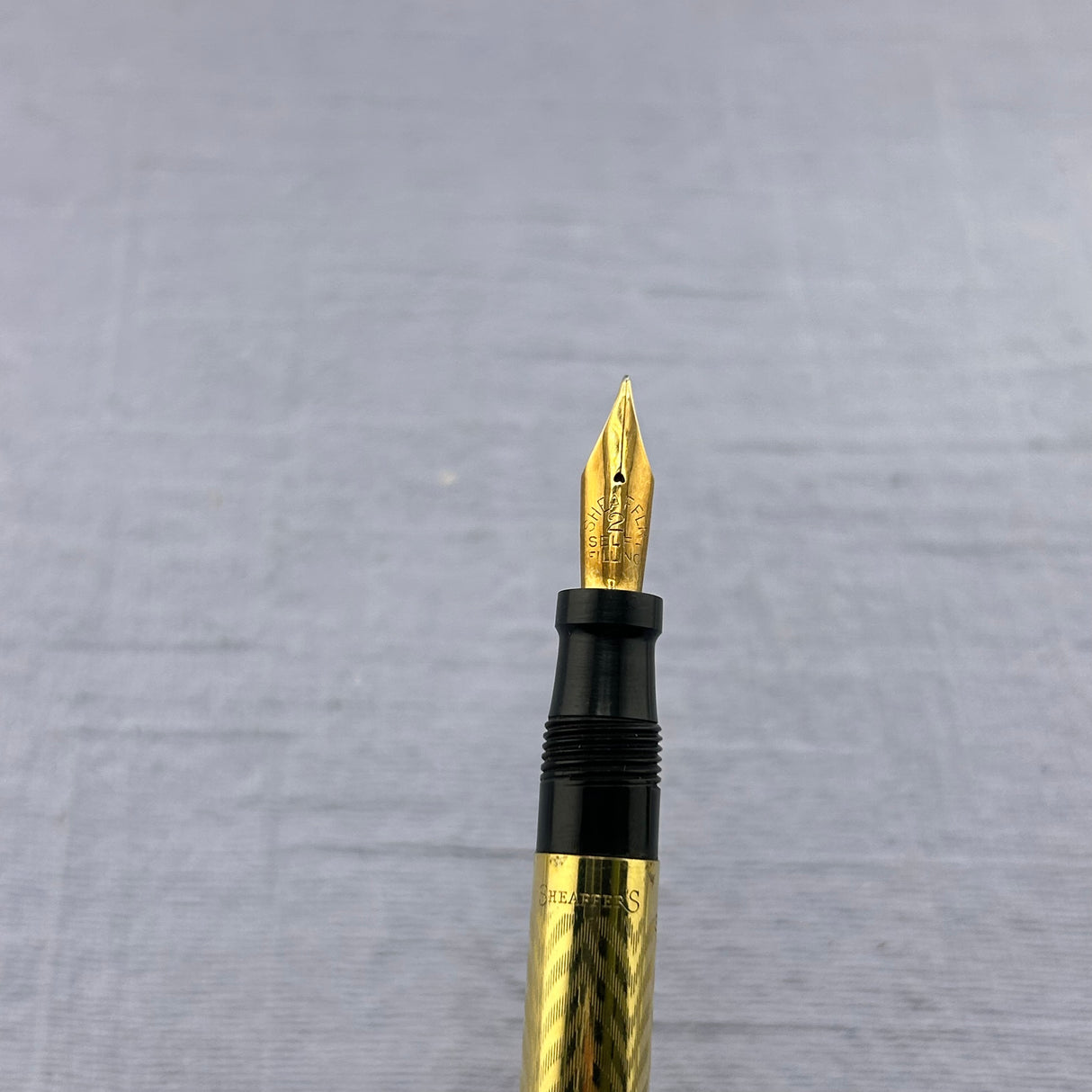 Sheaffer'S Gold Filled Chevron Pattern Fountain Pen - #2 Flexy  Nib - Lever-Fill 1920's