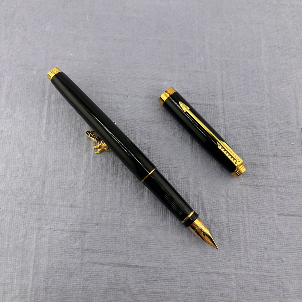 parker 75 set black lacquer gold trim - Original box - New old stock !  - Fountain pen and Ball pen