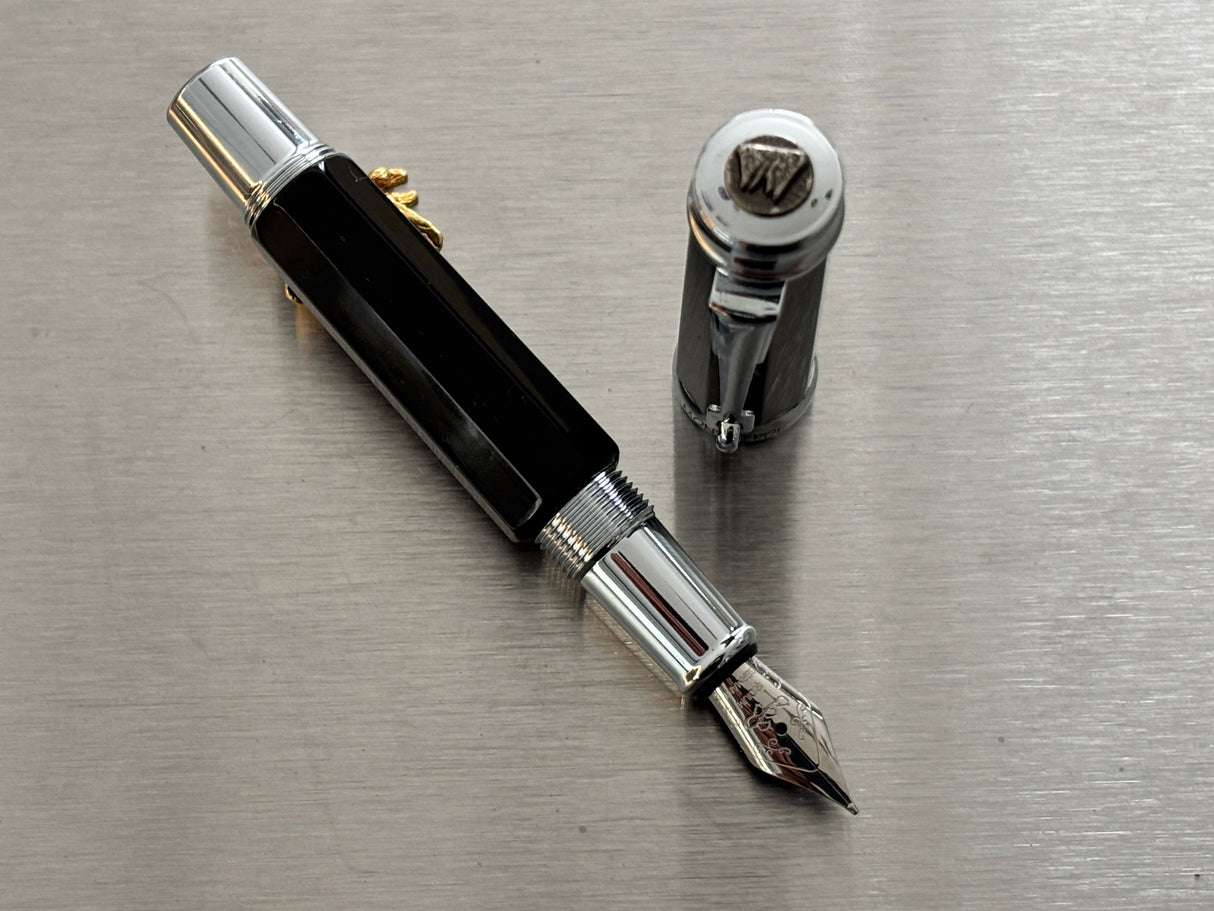 Monteverde Mini faceted Pen Black chrome trim - Fountain Pen