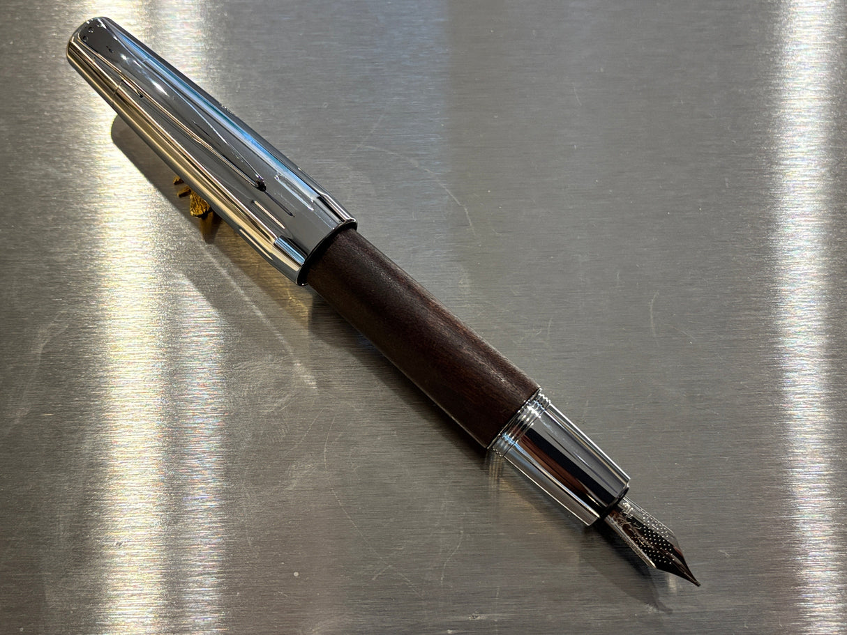 Jimmy - Faber Castell E-Motion Burlwood chrome cap -  Fountain Pen