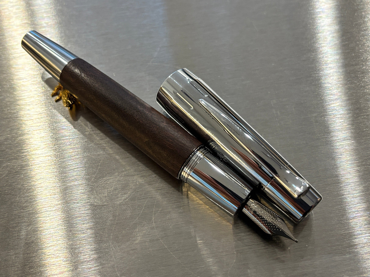 Jimmy - Faber Castell E-Motion Burlwood chrome cap -  Fountain Pen