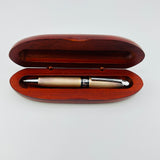 No name Ball pen Metal silver/ bronze  plated  wood box - Ballpoint