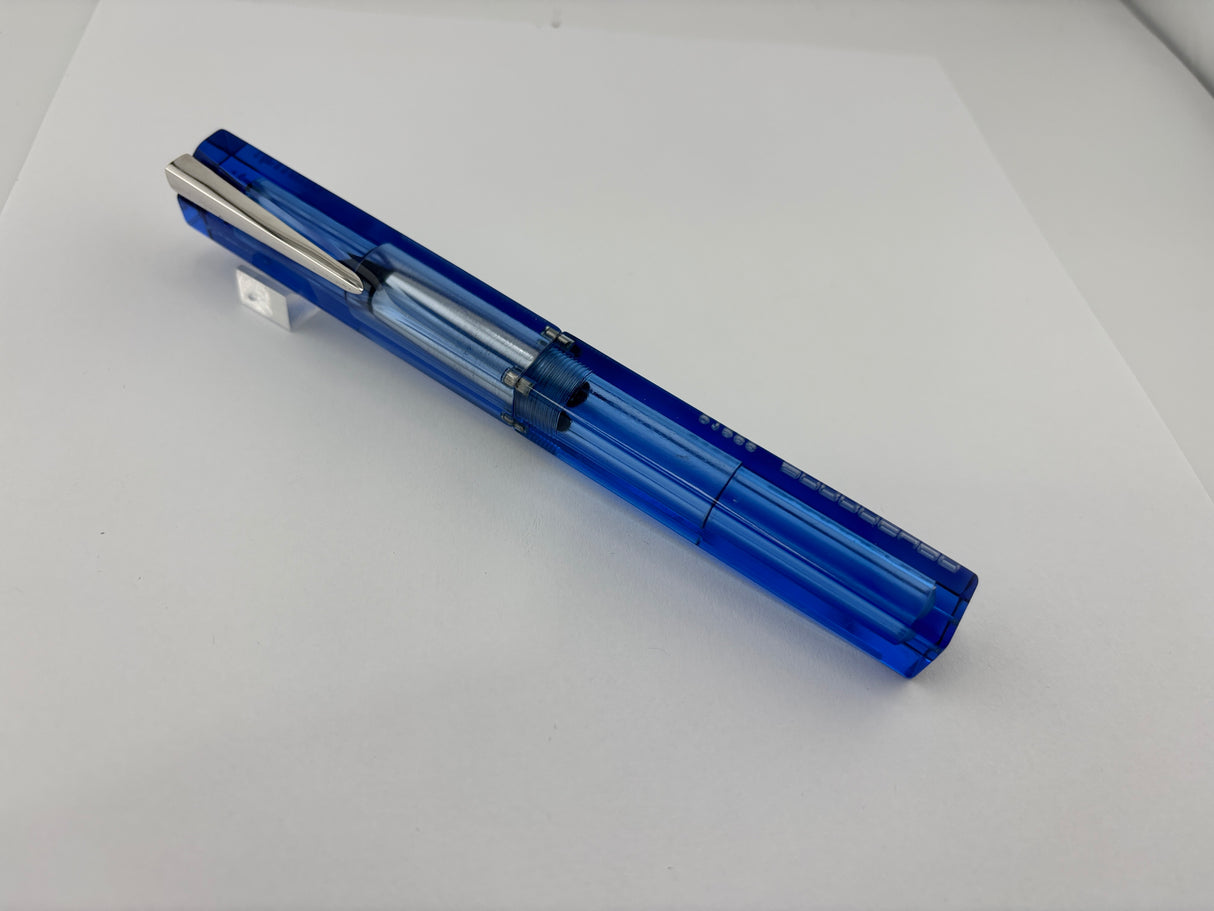 Nettuno Barracuda Blue Transparent  Square Fountain Pen  - Extremely Funky!
