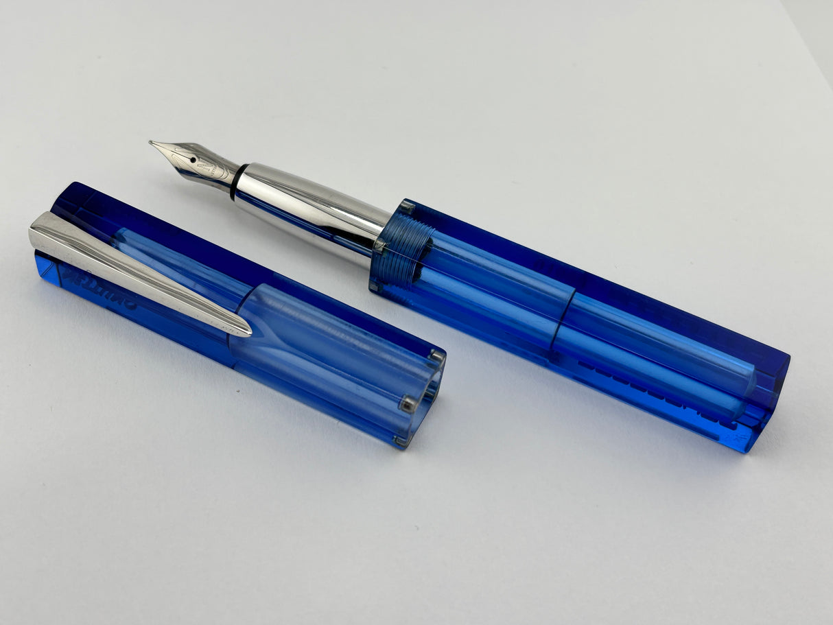 Nettuno Barracuda Blue Transparent  Square Fountain Pen  - Extremely Funky!