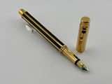 Caran D'ache Varius "Laque de Chine" Black and Gold Facetted Fountain Pen - Medium 18kt Gold Nib