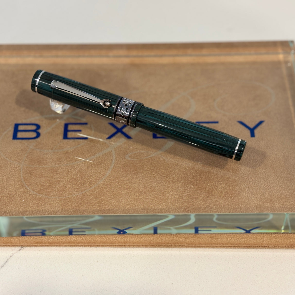 Bexley Decoband Light Green and Black ebonite Ripple Limited Edition 100 pens