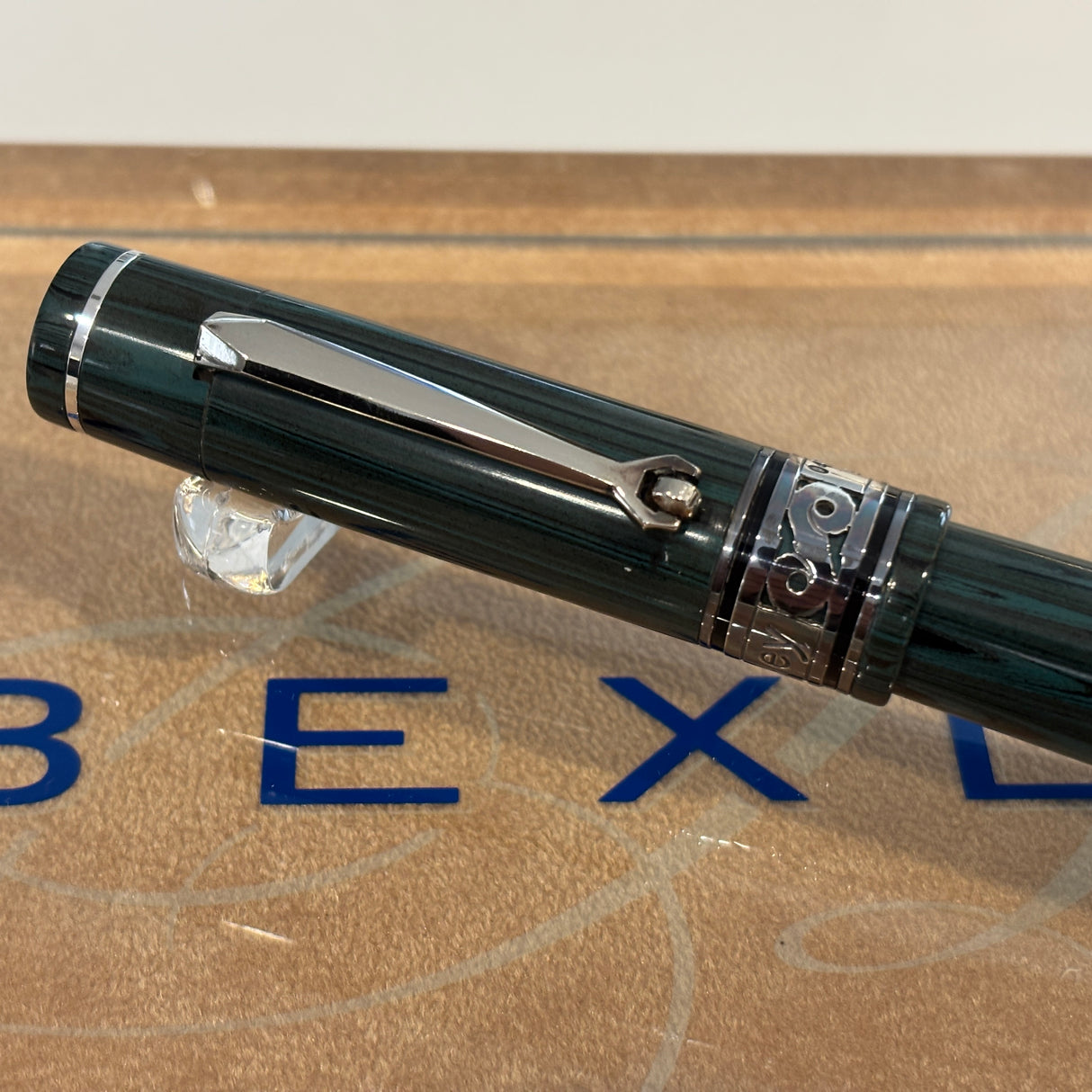 Bexley Decoband Light Green and Black ebonite Ripple Limited Edition 100 pens