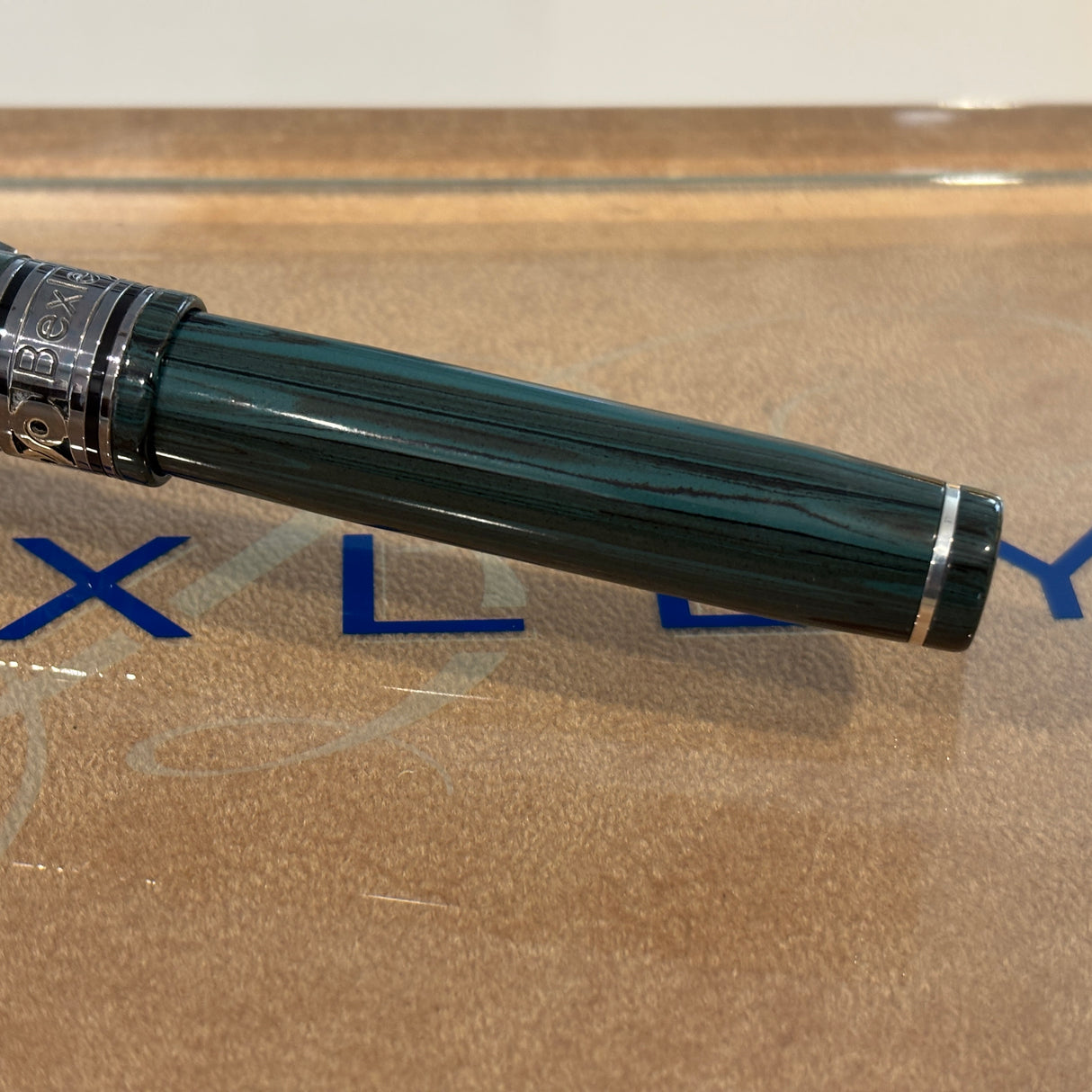 Bexley Decoband Light Green and Black ebonite Ripple Limited Edition 100 pens