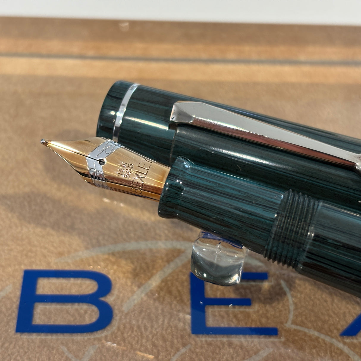 Bexley Decoband Light Green and Black ebonite Ripple Limited Edition 100 pens