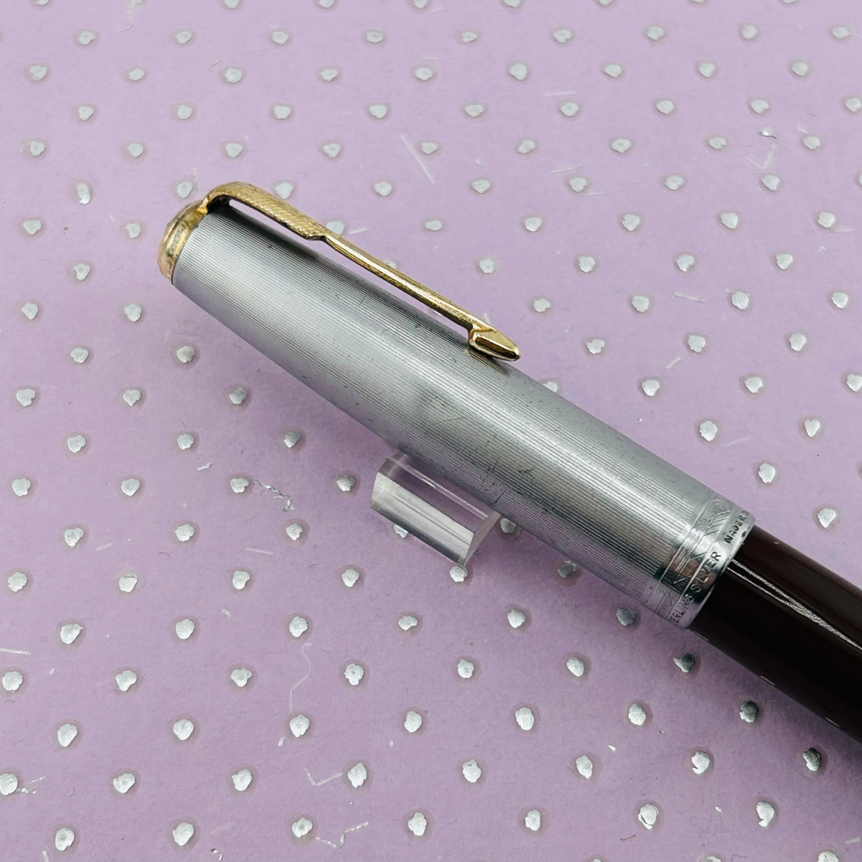 Parker 51 Vacumatic Burgundy Sterling silver cap Diamond Clip  - Fountain Pen