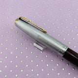 Parker 51 Vacumatic Burgundy Sterling silver cap Diamond Clip  - Fountain Pen