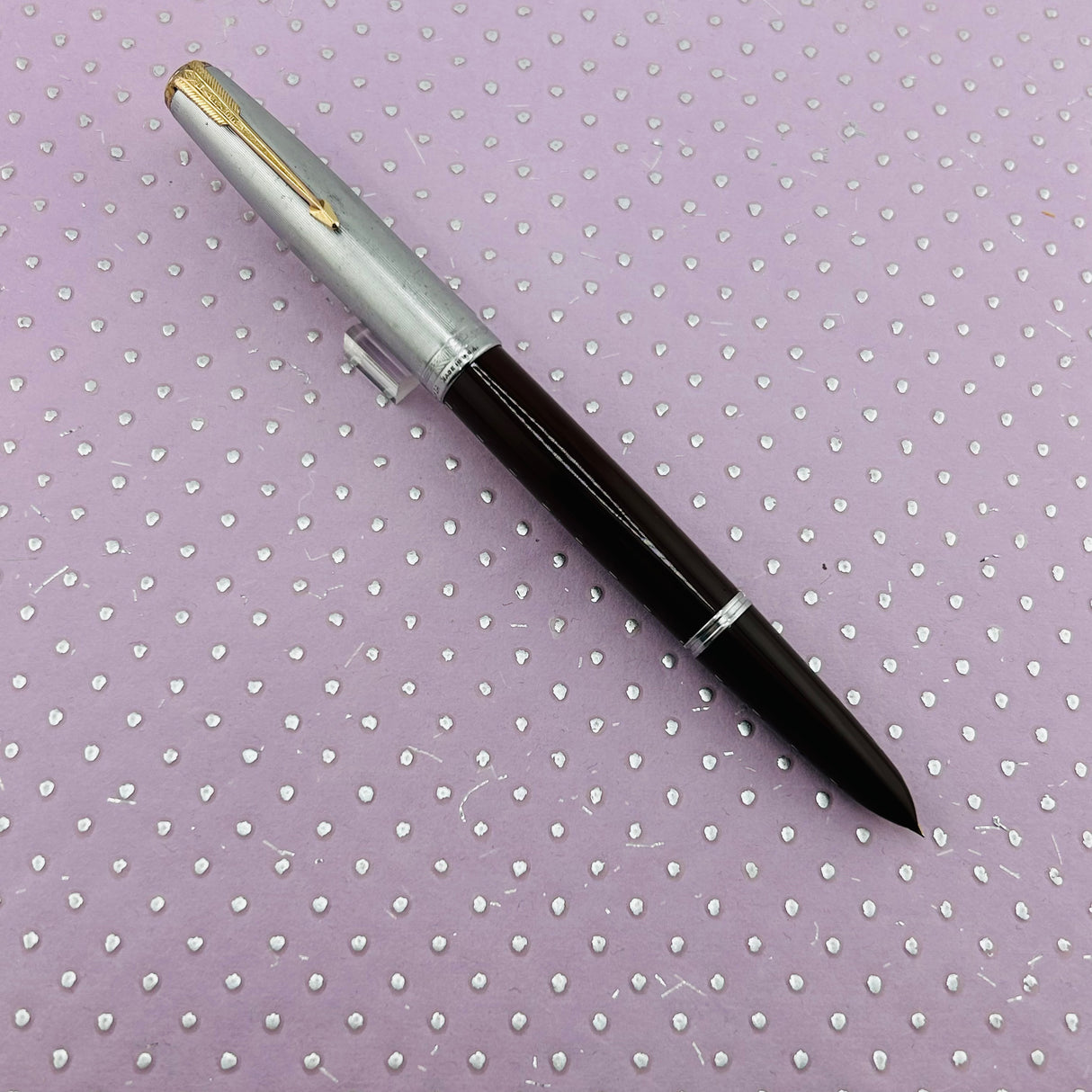 Parker 51 Vacumatic Burgundy Sterling silver cap Diamond Clip  - Fountain Pen
