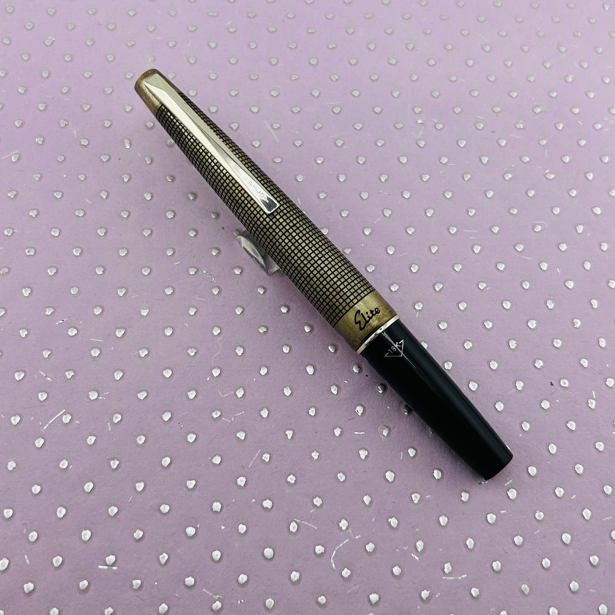 PILOT Elite  Sterling silver cisele - Rare Broad stub nib 18k !! circa 1977 - fountain Pen