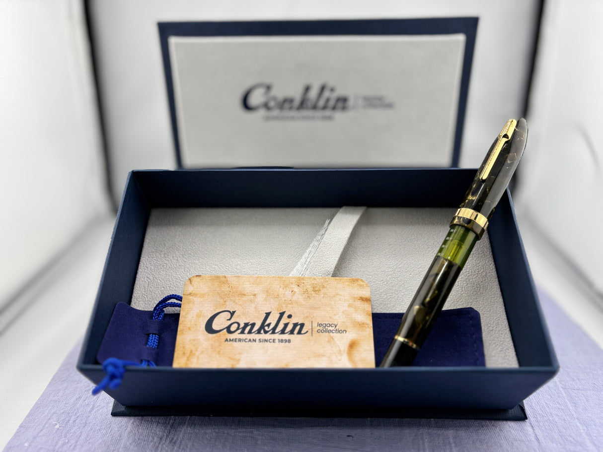 Conklin Nozac Green Saft Celluloid Fountain Pen – Legacy Collection Limited Edition - Flexible Medium 14kt Gold Nib