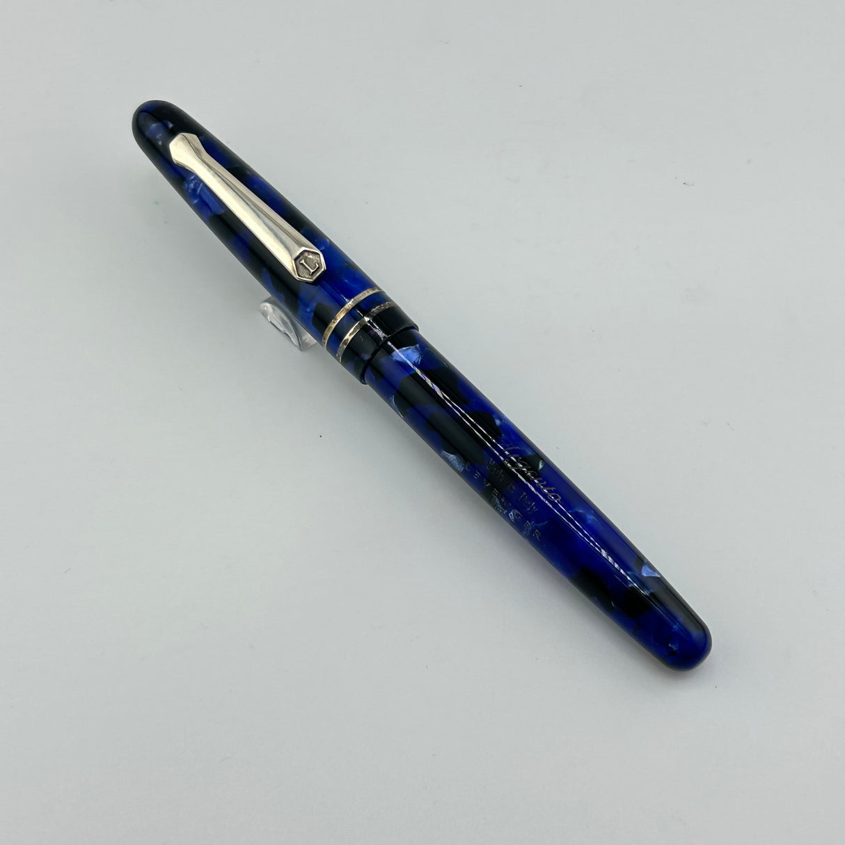 Levenger Blue Marbled Argento - Roller Ball