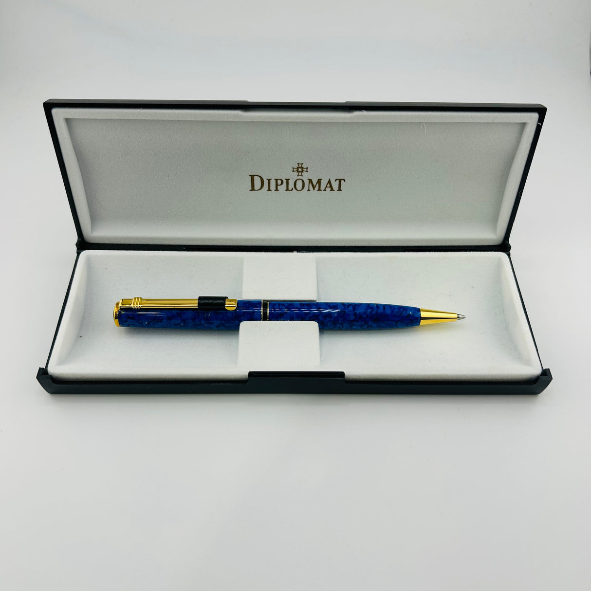 Diplomat Blue Marble Lacquer - Ballpoint