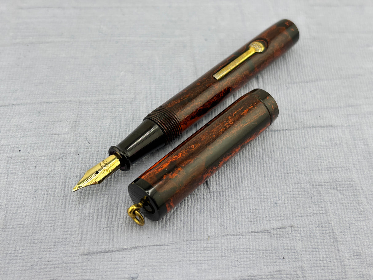 Diamond Point Lady ring top Brown Mottled  - Fountain Pen