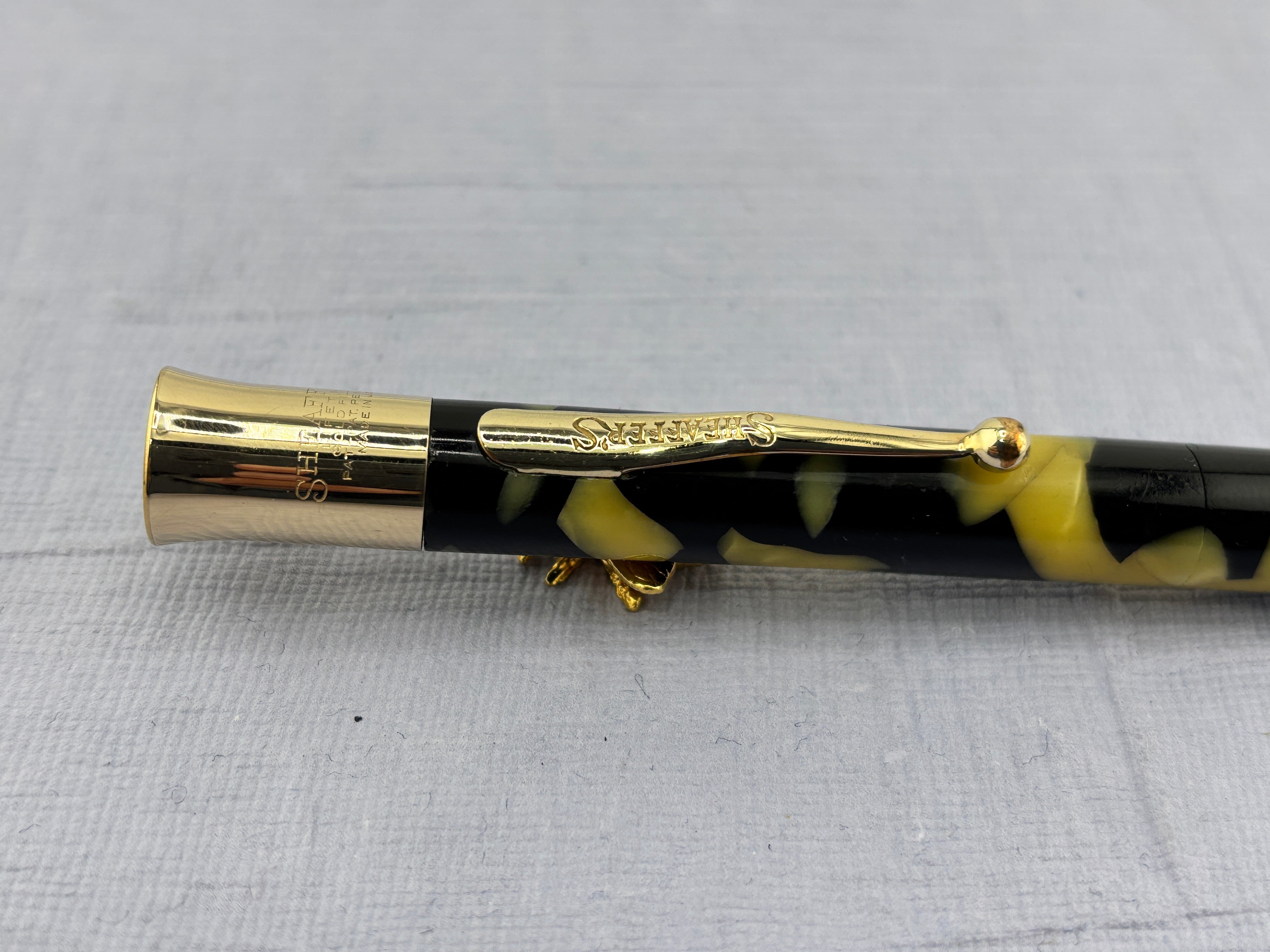 【BlackPearl・Schaft】 Sheaffer Lifetime Flat Top Oversize Black and Pearl Pencil