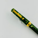 Retro 1951 Set Green  Marble Celluloid- Fountain Pen and Ball Pen