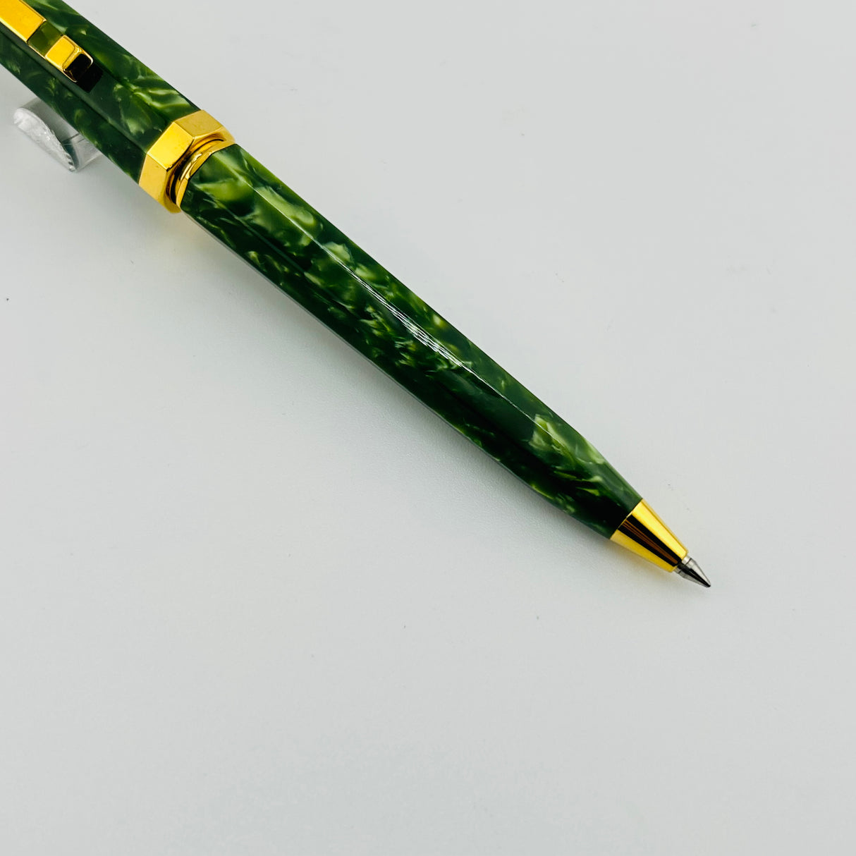 Retro 1951 Set Green  Marble Celluloid- Fountain Pen and Ball Pen