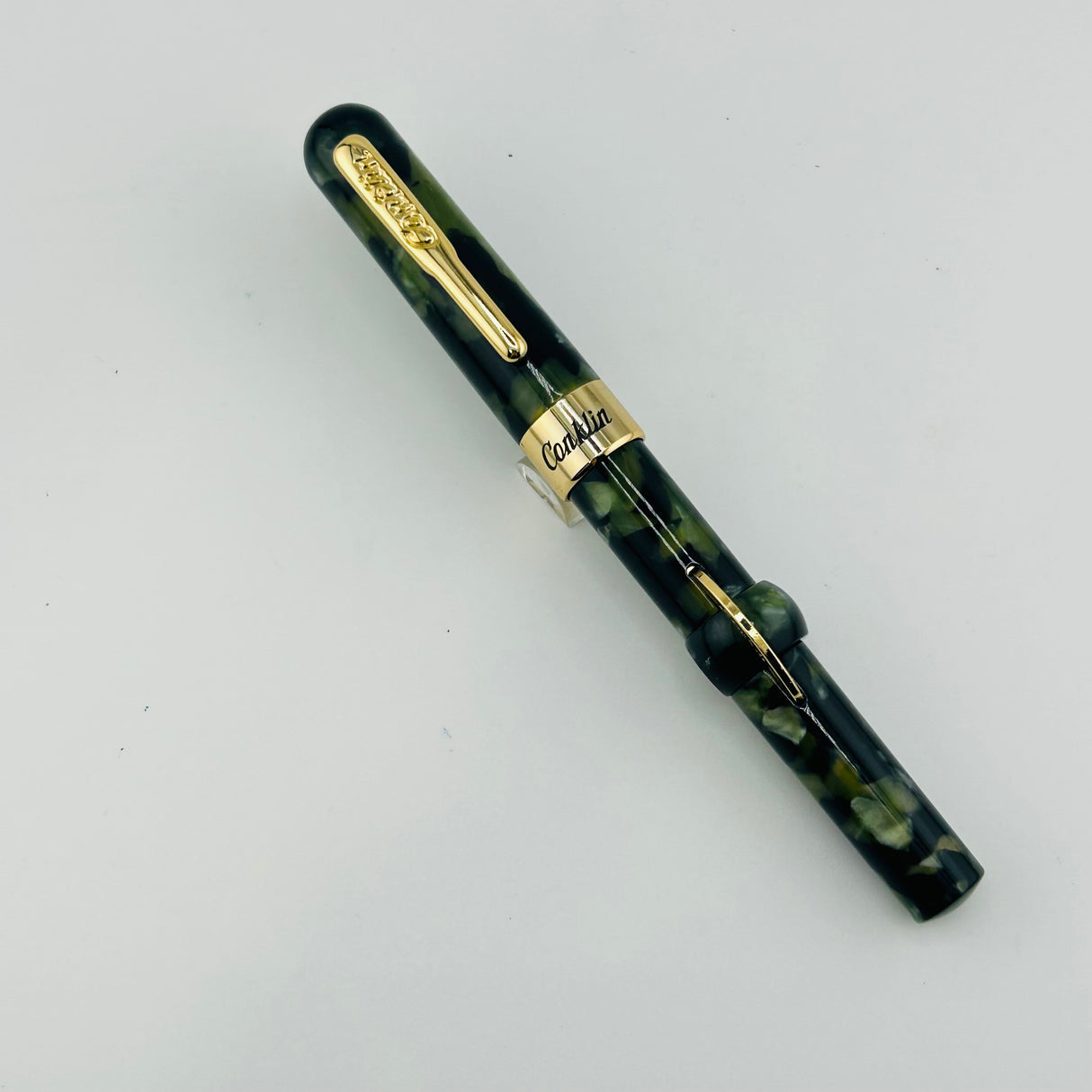 Conklin Mark Twain Crescent Filler Green Marble - Fountain Pen