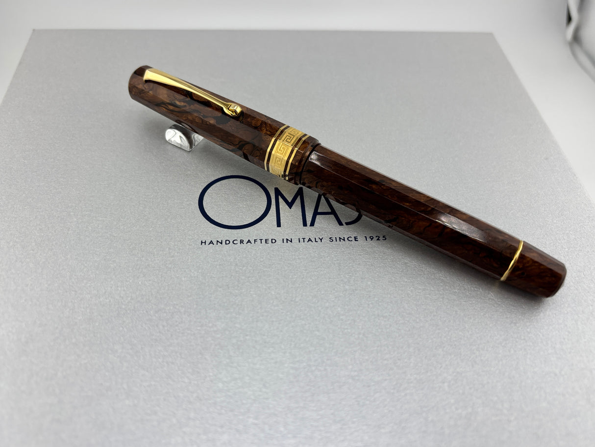 OMAS Original Paragon "Vintage" Burlwood Celluloid Limited Edition Fountain Pen - Fine "EXTRA FLESSIBLE" 14Kt Gold Nib - One of the Most Desirable OMAS Celluloids and Nibs!