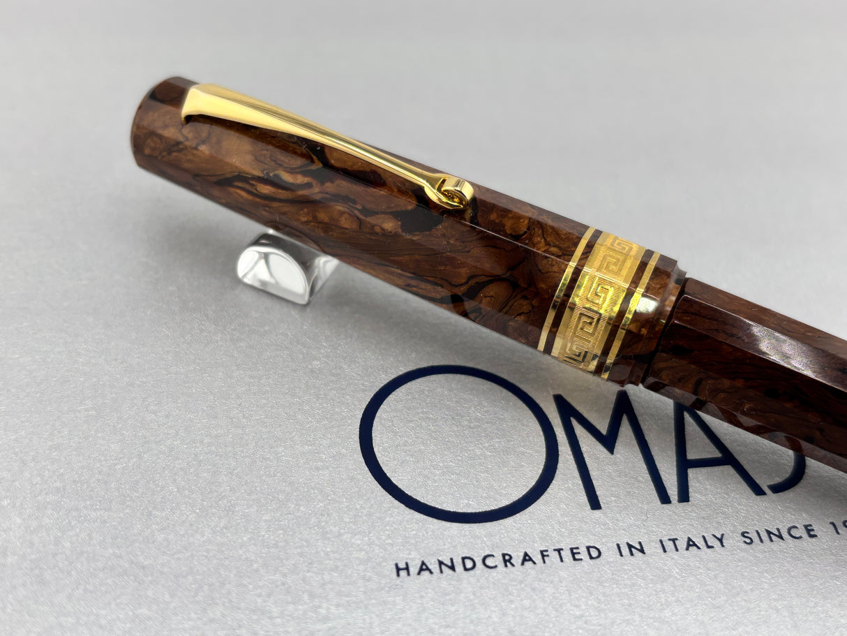 OMAS Original Paragon "Vintage" Burlwood Celluloid Limited Edition Fountain Pen - Fine "EXTRA FLESSIBLE" 14Kt Gold Nib - One of the Most Desirable OMAS Celluloids and Nibs!