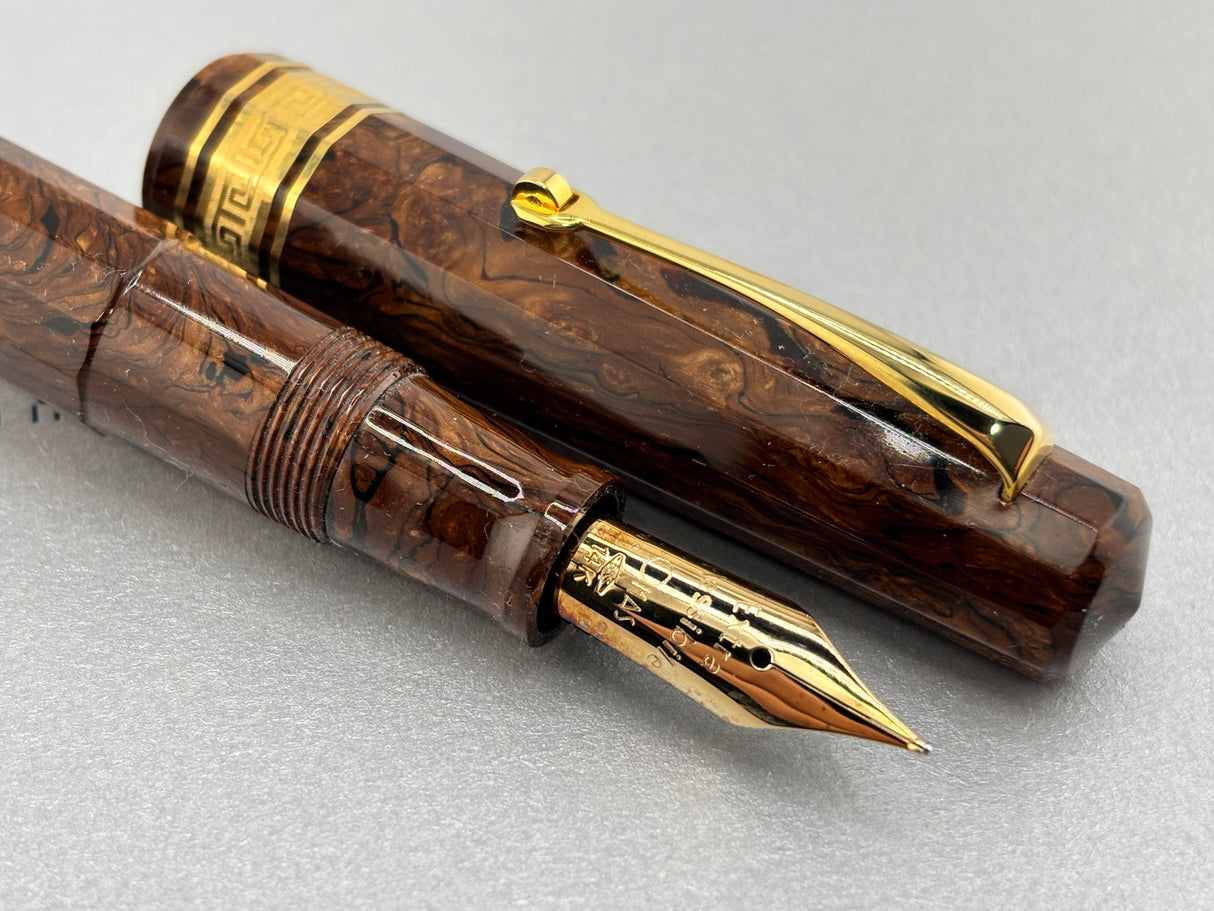OMAS Original Paragon "Vintage" Burlwood Celluloid Limited Edition Fountain Pen - Fine "EXTRA FLESSIBLE" 14Kt Gold Nib - One of the Most Desirable OMAS Celluloids and Nibs!