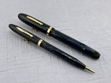 Conklin Nozac Oversize Herringbone Blue  - Set  Fountain Pen and Pencil