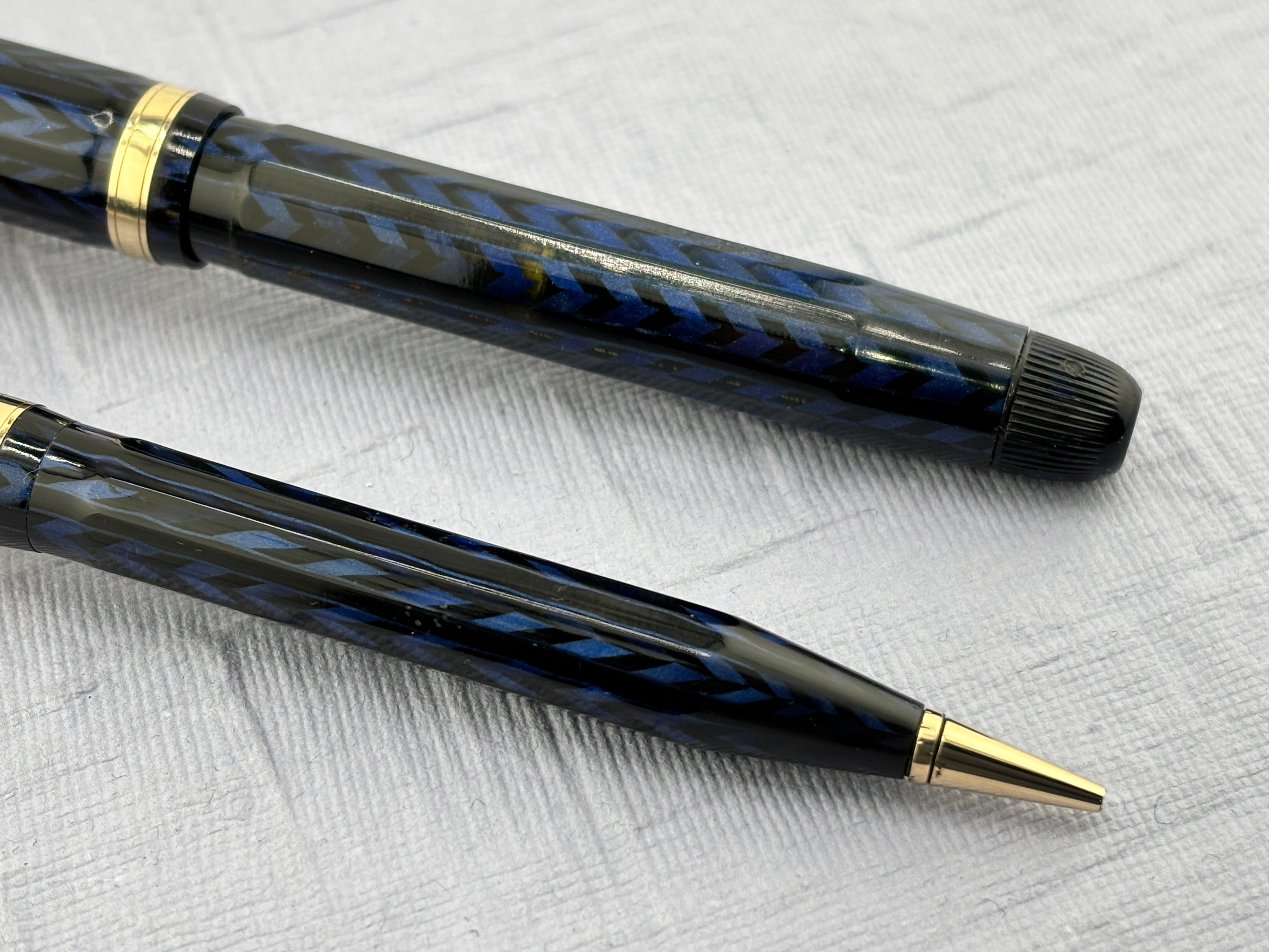 Conklin Nozac Oversize Herringbone Blue - Set Fountain Pen and