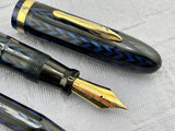Conklin Nozac Oversize Herringbone Blue  - Set  Fountain Pen and Pencil