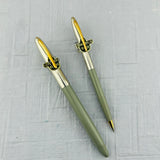 Sheaffer Sovereign Set Grey Chrome cap " New Old stock " original stickers on it   - Fountain Pen