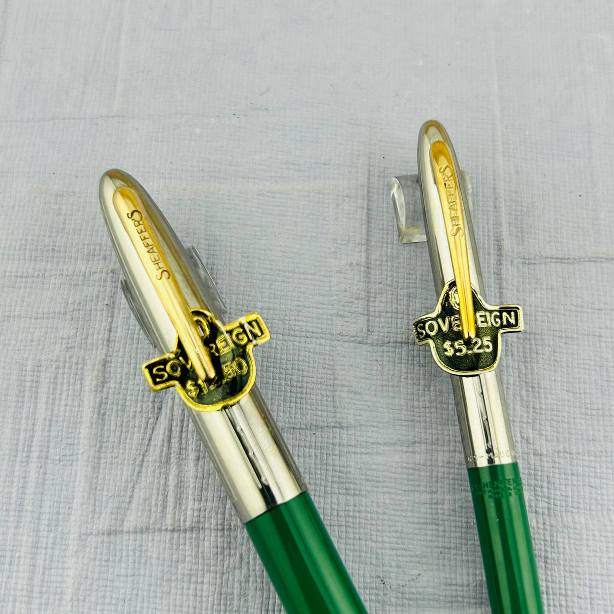 Sheaffer Sovereign Set Green Chrome cap " New Old stock " original stickers on it   - Fountain Pen