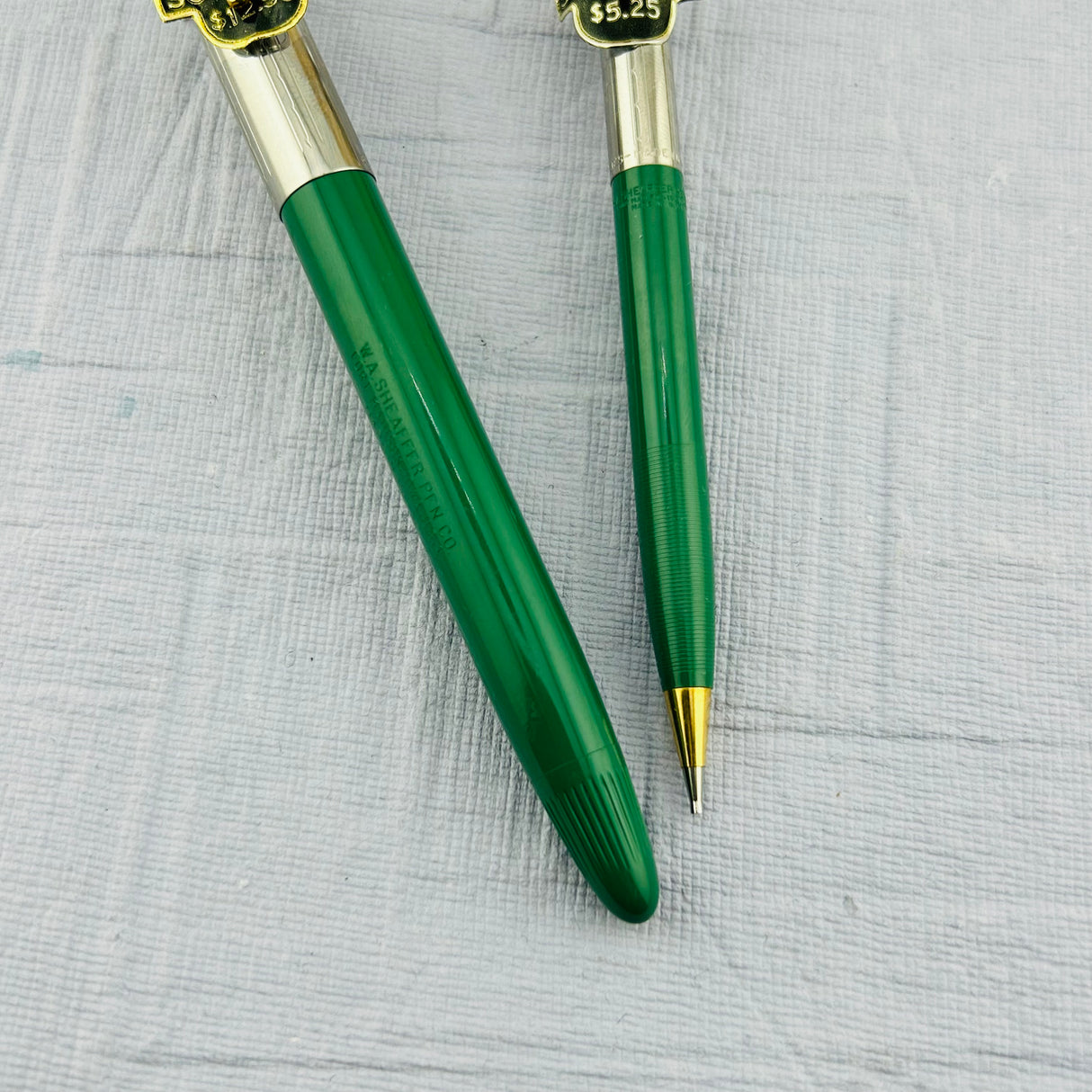 Sheaffer Sovereign Set Green Chrome cap " New Old stock " original stickers on it   - Fountain Pen
