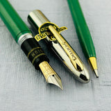 Sheaffer Sovereign Set Green Chrome cap " New Old stock " original stickers on it   - Fountain Pen