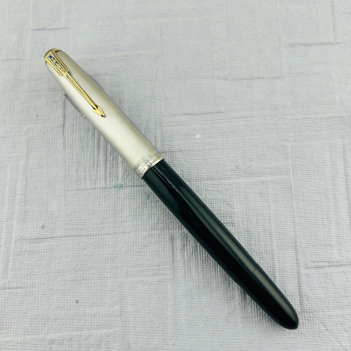 Parker 51 Vacumatic Navy Blue Sterling silver cap Diamond Clip - Fountain Pen