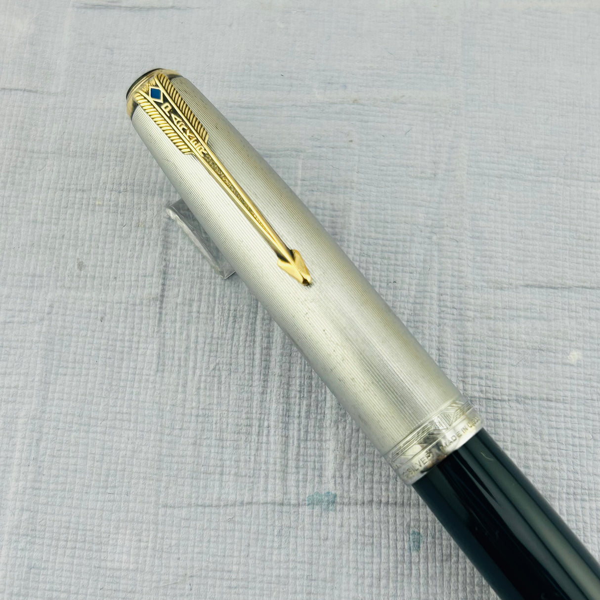 Parker 51 Vacumatic Navy Blue Sterling silver cap Diamond Clip - Fountain Pen