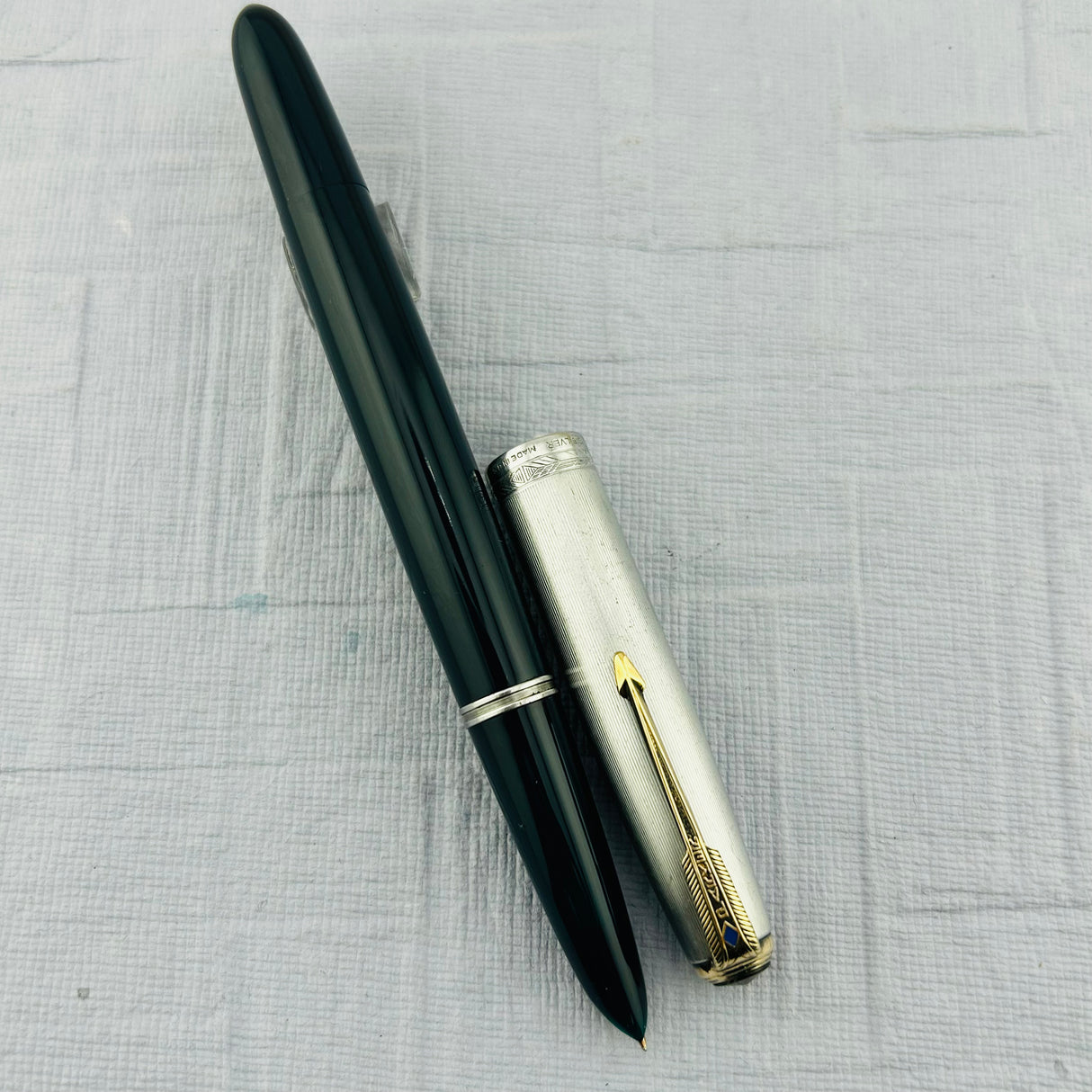 Parker 51 Vacumatic Navy Blue Sterling silver cap Diamond Clip - Fountain Pen