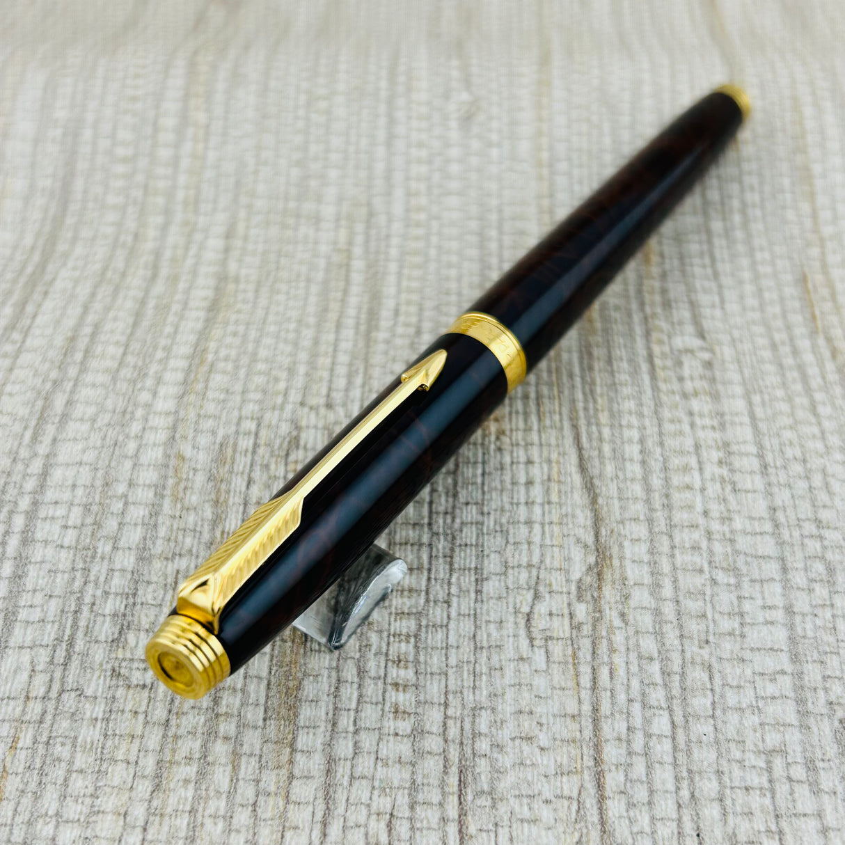 Parker 75 Thuya Brown Lacquer New Old Stock Made in France 18k Gold Nib - Fountain Pen