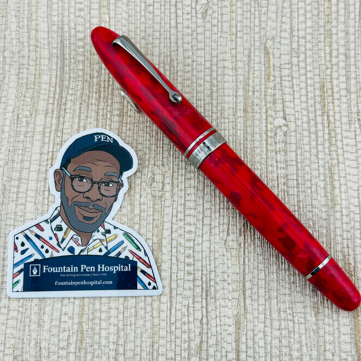 Armando Simoni Club Ogiva Red Miami Sunset Black Ruthenium Trim - Fountain Pen