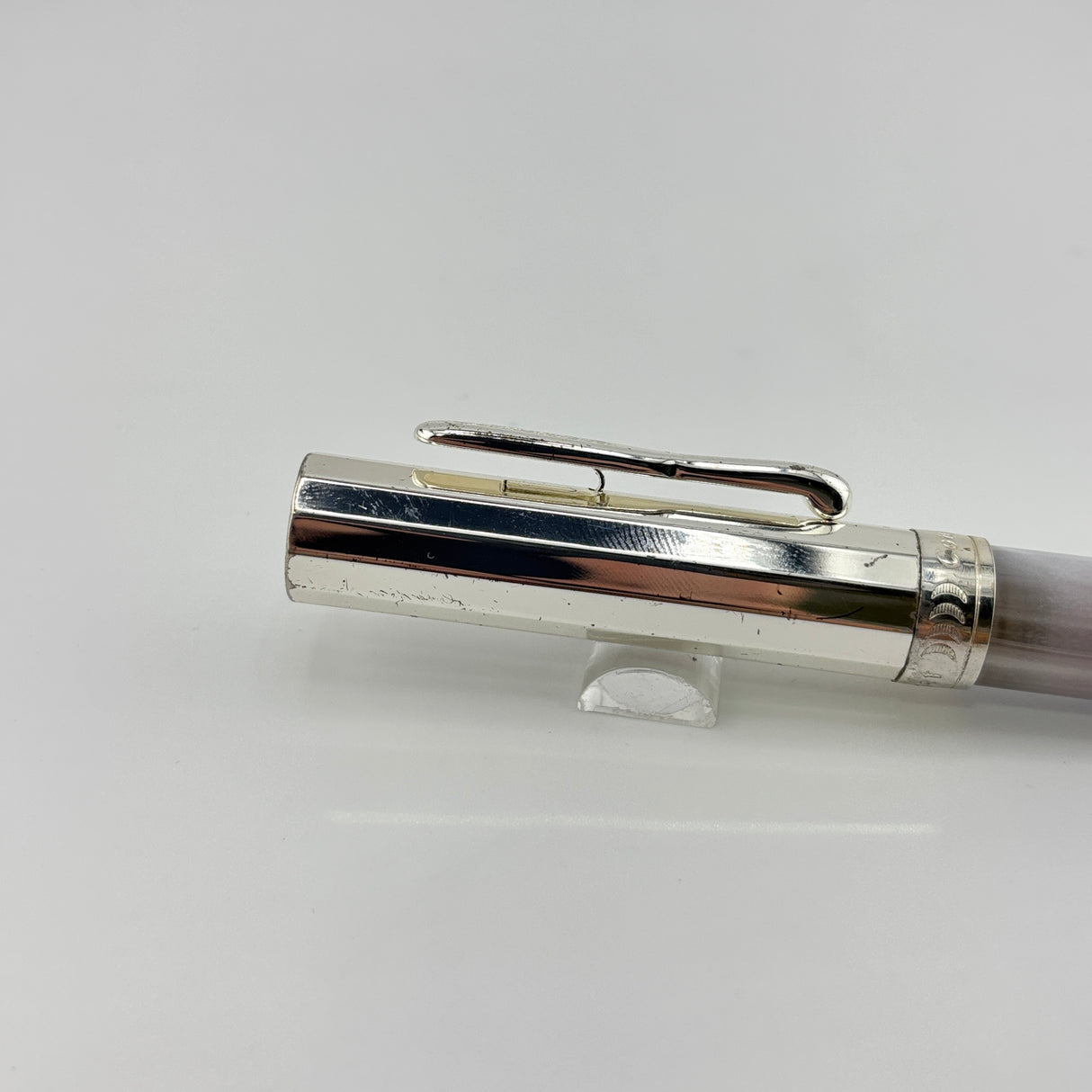 Conklin Coronet Collection Faceted cap silver ice blue barrel  - Ball Pen